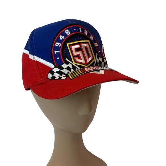 Nascar 50 50th Anniversary Hat Cap 1948-1998 Blue Red Snapback Chase Authentics - Picture 2 of 7